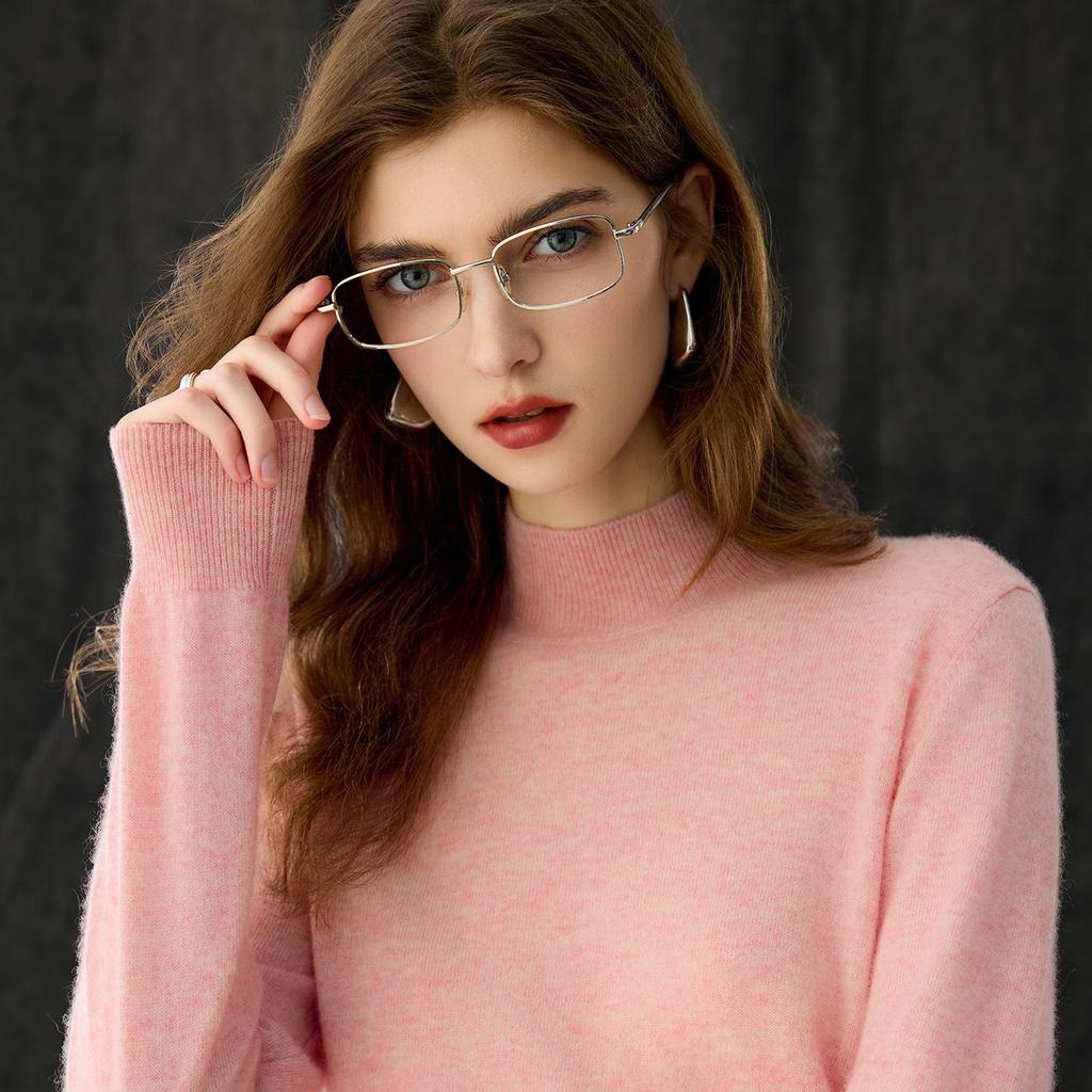 Women's Cashmere Half-High Neck Slim-Fit Sweater - Solid Color, Warm, Versatile for Autumn and Winter
