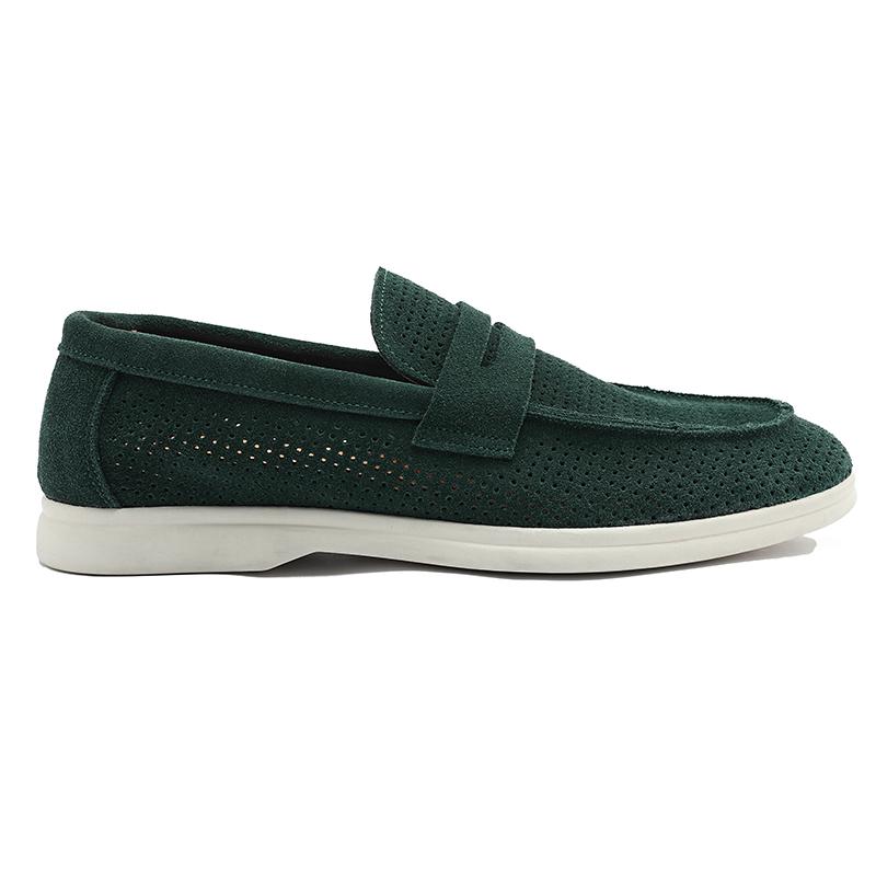 

Men Summer Shoes Genuine Leather Hollow Out Breathable Slip On Loafers Formal Casual Business Office Dress Wedding Party Shoes 38 зелёный