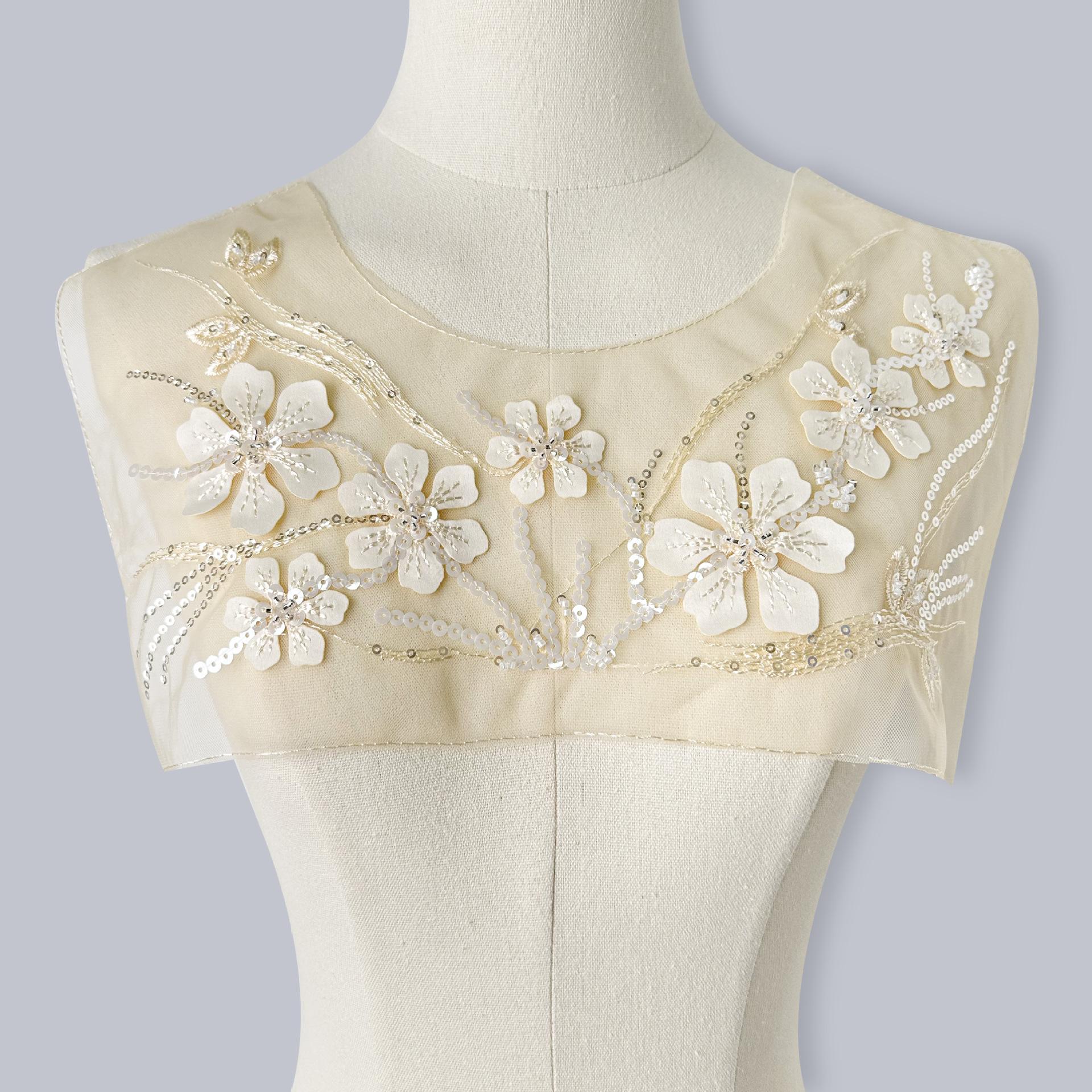 

Корейская версия Сетчатый Расшитый Блестками Планка спереди Воротниковые аксессуары Пряжа Эугена Воротник Цветочная отделка Накладной воротник Шаль Аксессуары для одежды