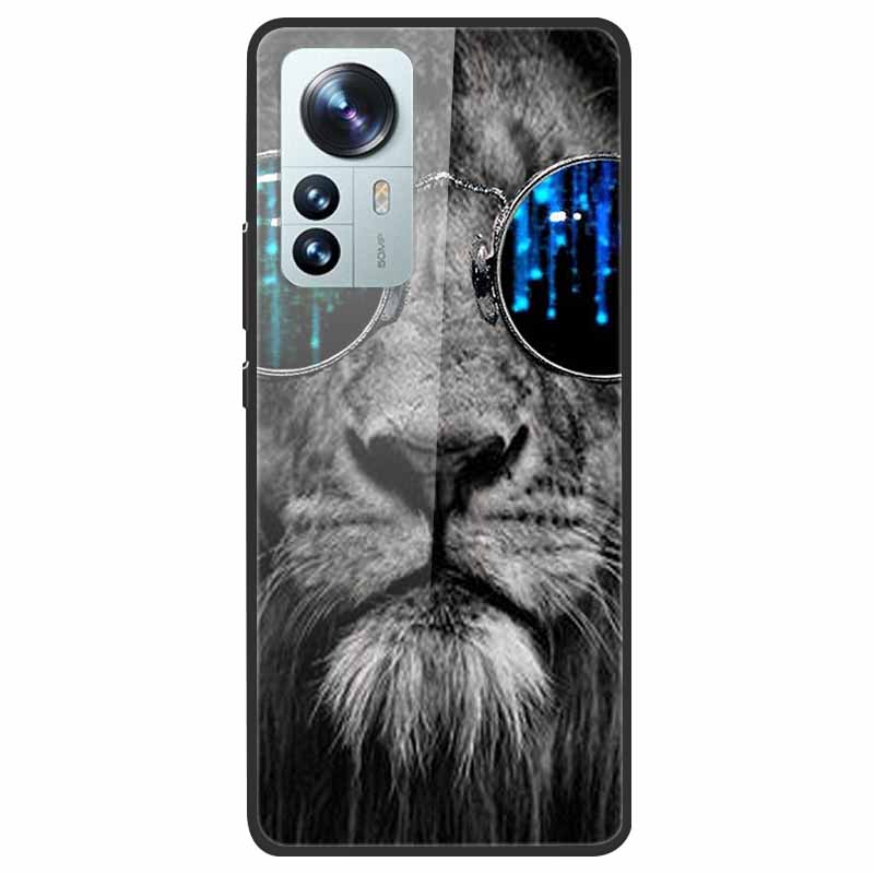 Tempered Glass Case For Xiaomi 12 Pro Cover Hard Shockproof Cases for Xiaomi Mi 12X 12 Lite Pro Funda 12Pro Coque Luxury Wolf