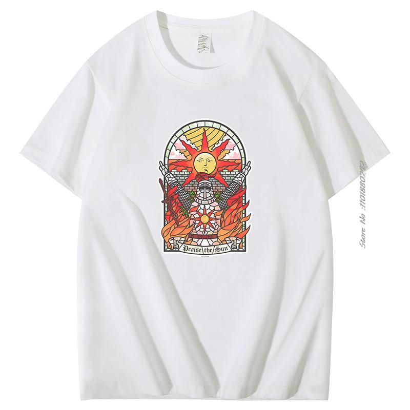 Dark Souls 3 Church Of The Sun Graphic Tshirts Praise The Sun Youth Tees Harajuku Cotton Short Sleeve Tshirts Mens Clothes