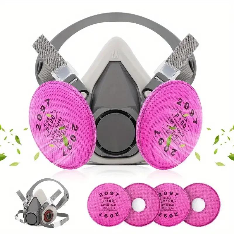 Reusable 6200 Respirator Gas Mask Half Face with 2097 Filter Goggles Sets for Epoxy Dust Paint Organic Vapor Welding Grinding