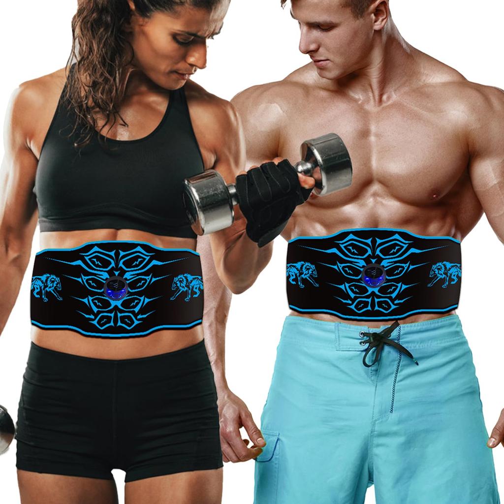 For EMS Abdominal Muscle Training Belt No Gel Sheets 8 Abdominal Muscle 14 Conductive Fabric Soft Just Spray with 8 19 Intensity LCD USB Abdominal