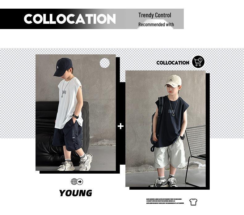 Korean Style Trendy Teen Sleeveless Vest & Shorts Set for Summer