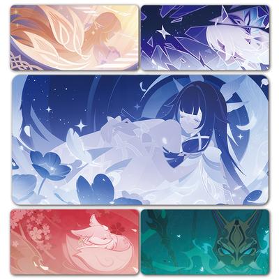 Gra Anime Genshin Karta Nazwy Columbina Xiao Yae Miko XXL Duża Podkładka pod Myszę Klawiaturę Biurko Mousepad Genshin Impact