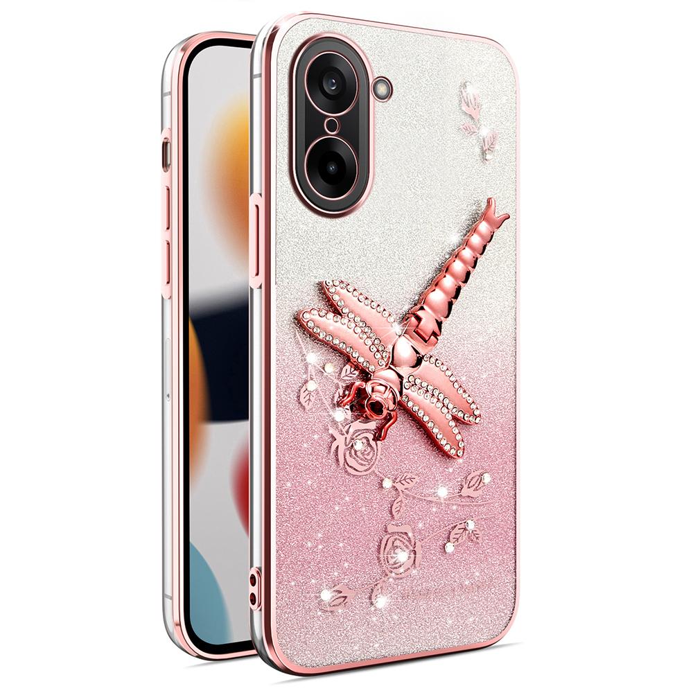 For OnePlus Ace 5 Racing 5G/Nord CE5 5G Case Dragonfly Kickstand TPU Flowers Glitter Phone Cover