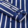 Men's Striped Lapel Collar Design Iron-Free Dress Shirts, Long Sleeve Stretchy Casual Button Up Shirt For Formal Occasions