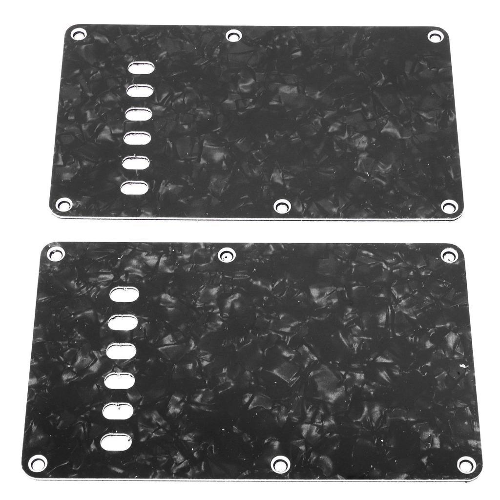 2PCS Electric Guitar Back Cover Plates with 6 Holes PVC Plastic Guitar Guard Backplate Replacement Black