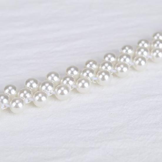 Yousheng Waist Chain Imitation Pearls 3D Flower Decor Waist Chain Adjustable Fit Retro Dress Waist Belt Special Occasions Accessory