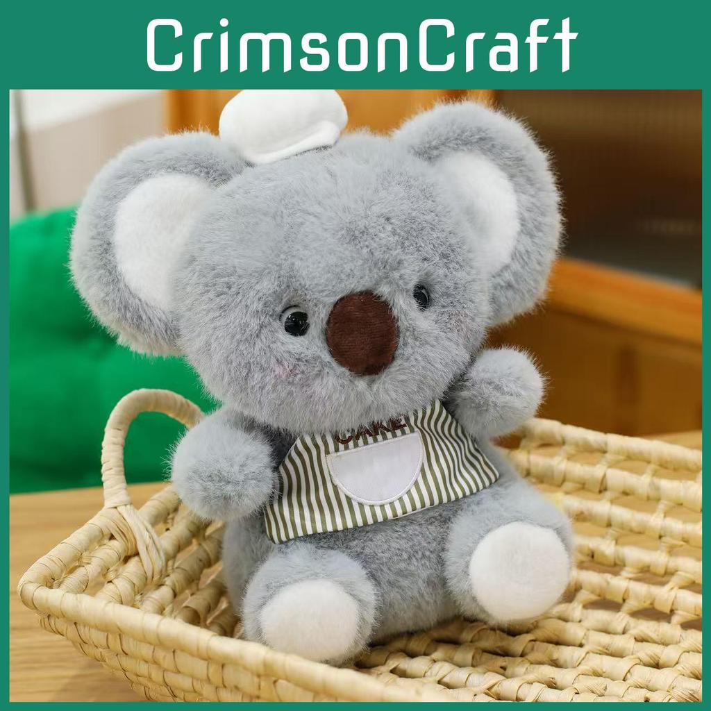 Cute Chef Koala Plush Doll With Striped Apron Decoration For Relaxing And Gift
