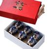 Sky Blue Gold-Accented Small Teacup Set for Home, Personalized Kung Fu Tea Tasting, Six-Cup Gift Box for Gifting.