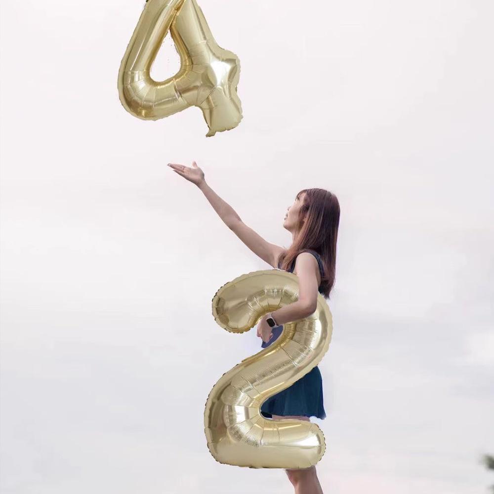 40 Inch Platinum 0-9 Aluminum Foil Balloons Birthday Wedding Anniversary Party Decorations Foil Balloons Baby Shower Decorations