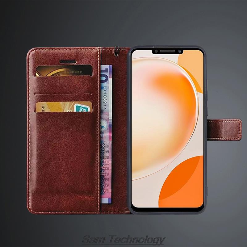 Étui portefeuille en cuir PU avec porte-cartes pour Huawei Nova Y91