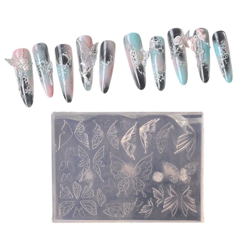 Mehrzweck Silikonform für Nail Art für 3D-Designs Schmetterling Sterne Mondmuster Tragbar für Acryl DIY Basteln