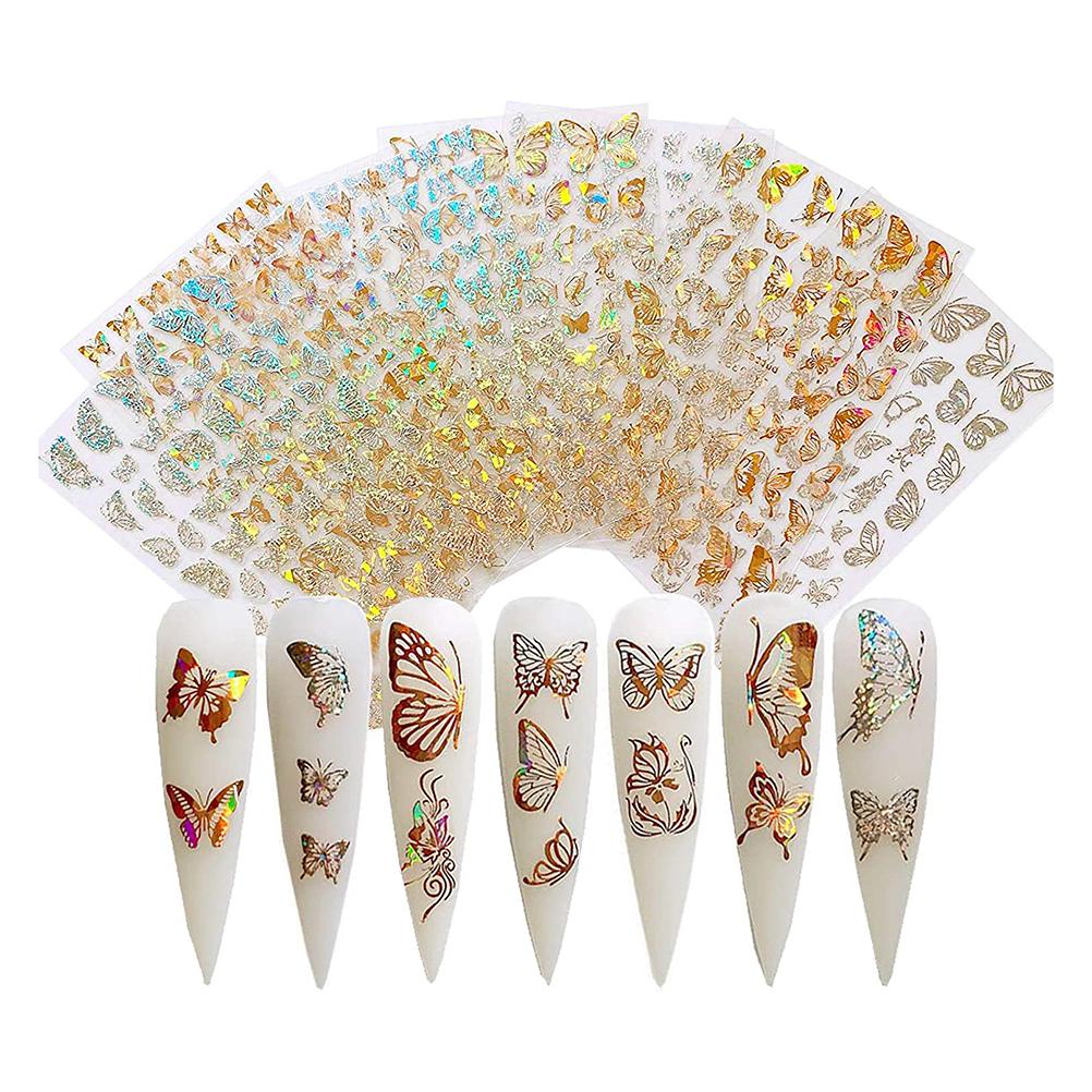 8 Sheets 3D Nail Art Stickers Water Transfer Decals Self Adhesive Nail Decorative Stickers DIY Manicure Beauty Accessories