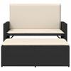 Garden Bench with Cushions and Footstool Black Poly Rattan