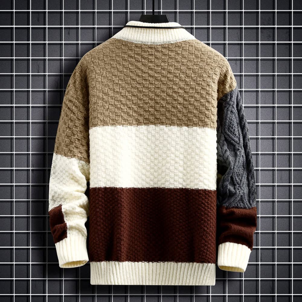 GUTHONG Winter Knit Half Long Plus Cold XL Men's Sweater, Turtleneck, Sleeve, Patchwork, Casual, Sizes, Warm, Thick, Protection, Spring, Autumn,