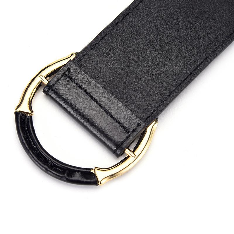 Autumn And Winter Ring Buckle Wide Belt Women'S Decorative Belt Dress Coat Black Waist Seal