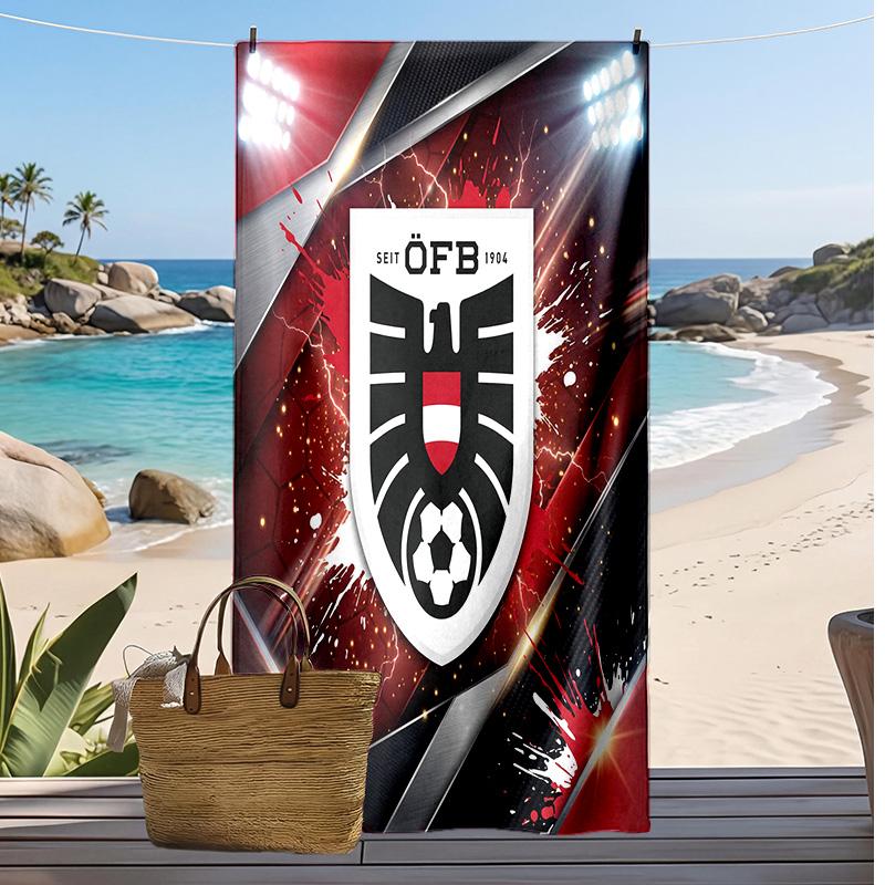 Österreich Fußball Druck Strandtuch Schnelltrocknend Super Saugfähig Weiches Badetuch zum Schwimmen Strand Reisen Fan Souvenir Geschenk