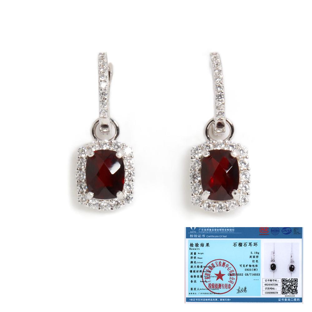 Bolaijewelry Gorgeous Elegant Unique Design January Birthstone Natural Garnet Special Cut Gemstone Earrings Women's 925 Silver Jewelry Gift