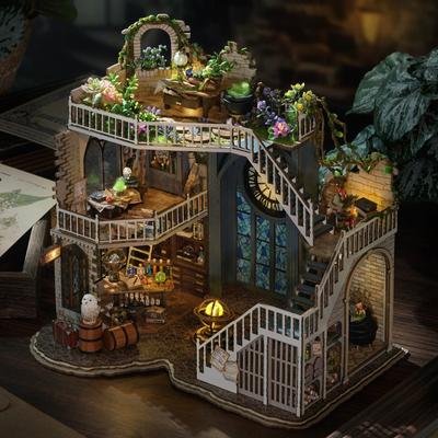 DIY Ręcznie Robiony Puzzle 3D Montaż Magiczny Model Budowlany Dom Zestaw Mini Zabawki, Dekoracja Domu Sypialni z Meblami Drewniany P522