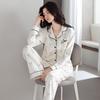 Women's Pure Cotton Long Sleeve Pajama Set - Casual Two-Piece with Simple Print for Home or Outwear