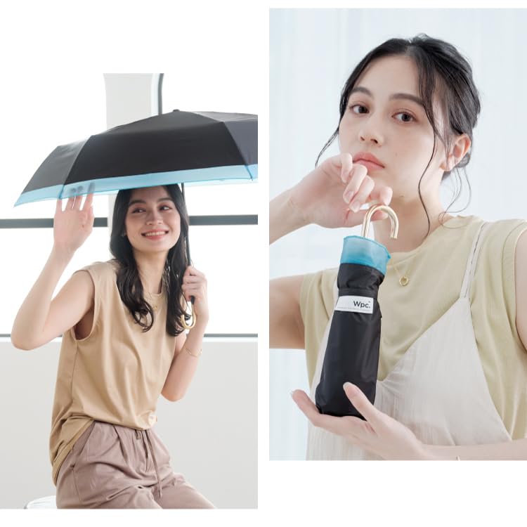 Folding with Blackout Organza Bicolor Fabric Light UV UPF Suitable for Sun and Product Wpc. Parasol, Mini, Charcoal, (100% Blocking, 100% Protection,