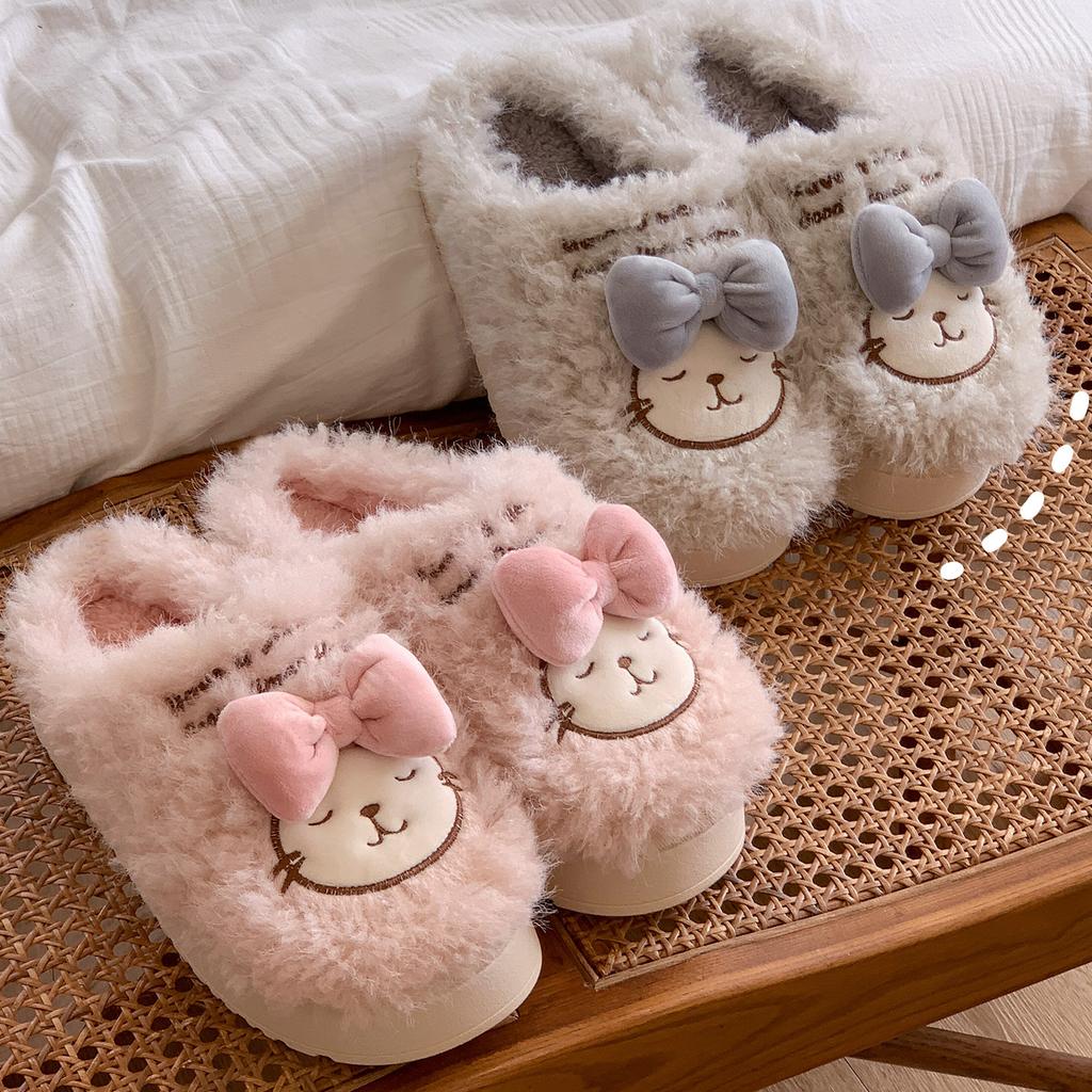 Cute Cartoon Cat Cotton Slippers Winter 2025 New Indoor Home Warm and Comfortable Without Shedding Hair Cotton Mop