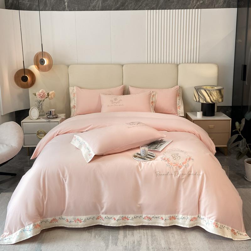 

Роскошный Высококачественный Комплект 160 Хлопка Длинноволокнистого Чистого Хлопка с Потертостями и Вышивкой Простынь Матрас Наволочки 4 Предмета 1.5m bed sheet 4pc