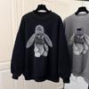 Women Autumn Winter Casual Pullovers Loose Tops Sweatshirt Korean Style Fleece Thickened Warm Long Sleeve Stitch Patchwork Hoodies