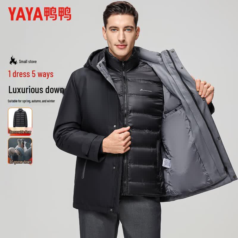 YAYA Men s Detachable Hood Goose Down Jacket 180