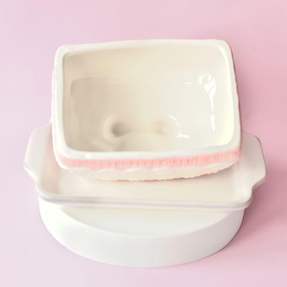 Rosa Smörostbricka Kreativ Puddingförvaringshållare Bricka Dessertserveringsbehållare Kök