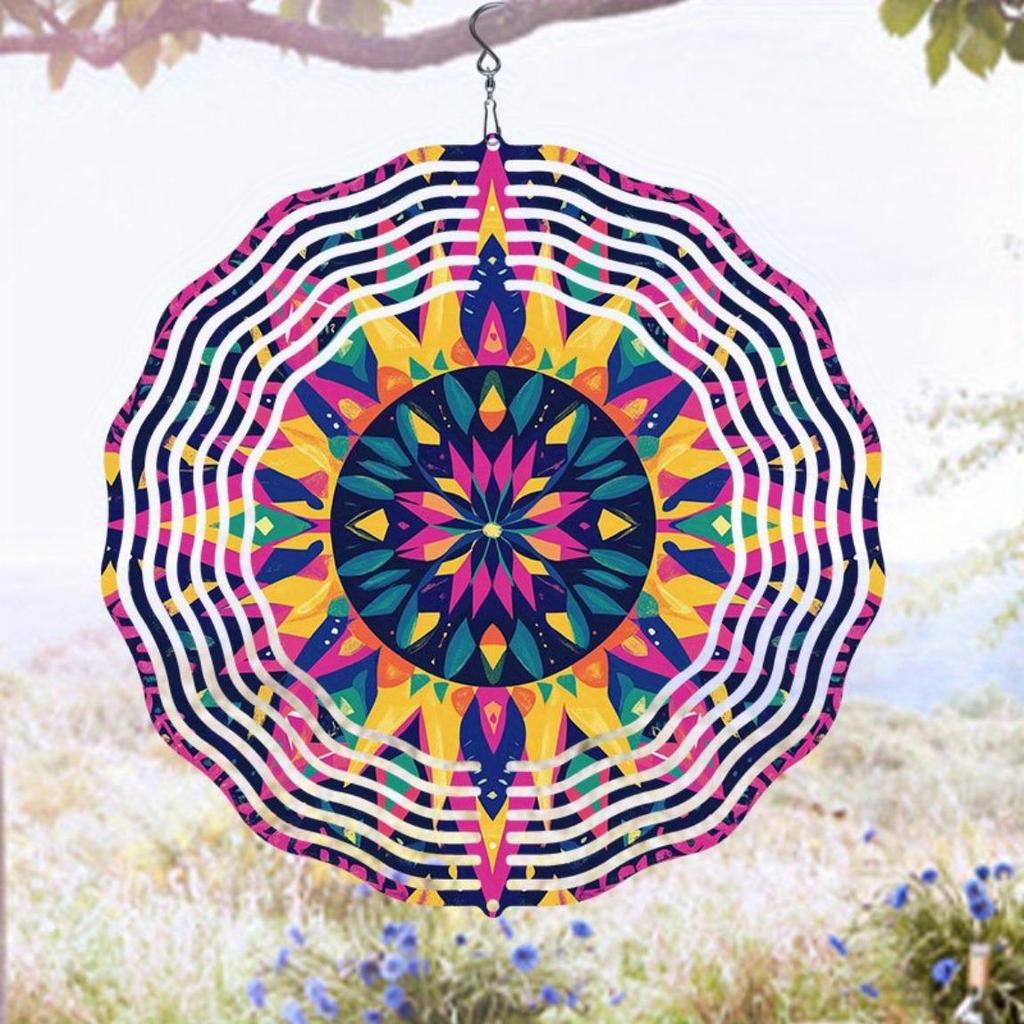 Lebensfrohes Metall-Windspiel mit rotierendem Spiraldesign Keine Batterie erforderlich Einfach zu installieren 360-Grad-Haken zur Dekoration von Garten, Balkon, Hof