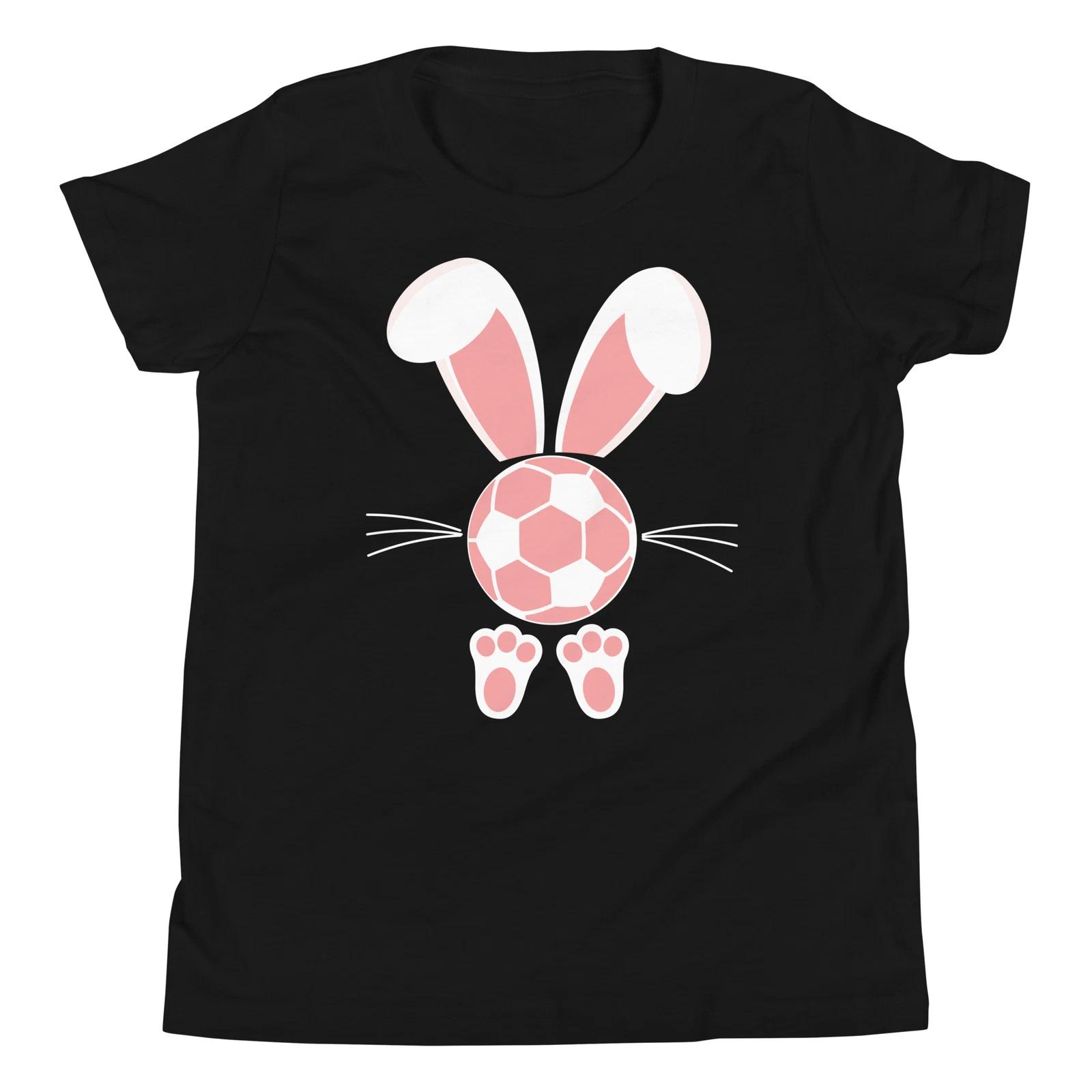 Soccer Ball Lover Easter Bunny Ears Feet Kids Youth Short Sleeve T-Shirt 120