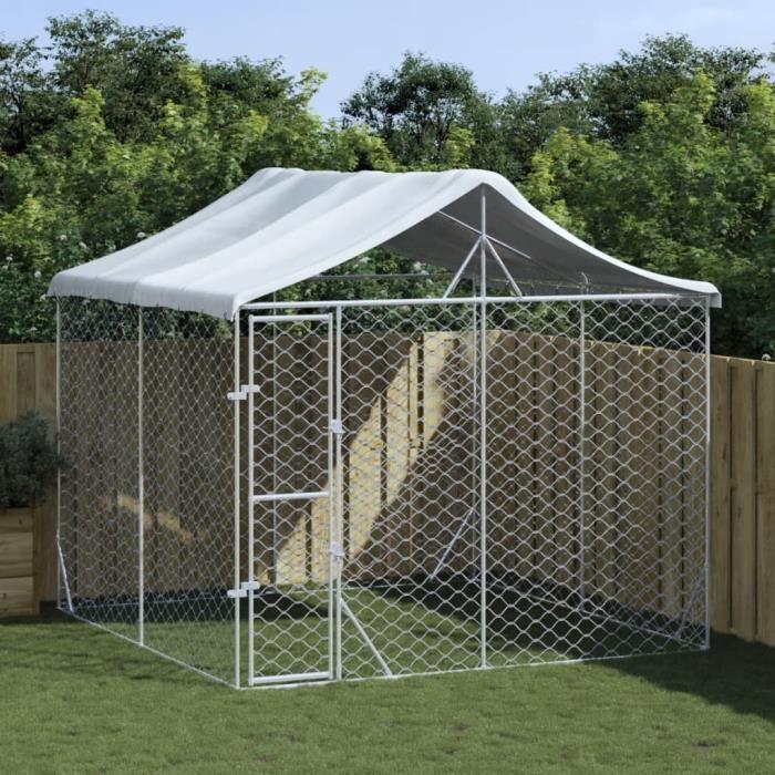 VidaXL Outdoor Dog Kennel with Silver Roof 3x3x2.5 M 3190486