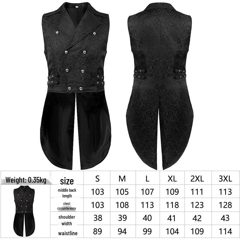 

2025 Высококлассный готический мужской комплект куртка и рубашка: Одежда в европейском и американском средневековом стиле 2XL