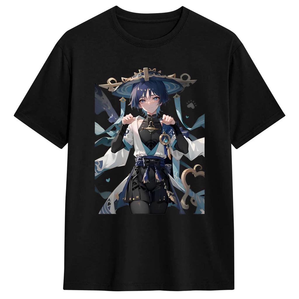 Diluc Genshin Impact Anime Game Tshirt Unisexs Cotton Clothing Fashion Round Neck Short Sleeve