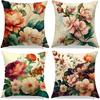 Lebhaftes Aquarell-Blumenmuster Beidseitig bedruckte Kissenhülle Kurzer Plüsch Geeignet für Wohnzimmer Sofas Zierkissenbezug