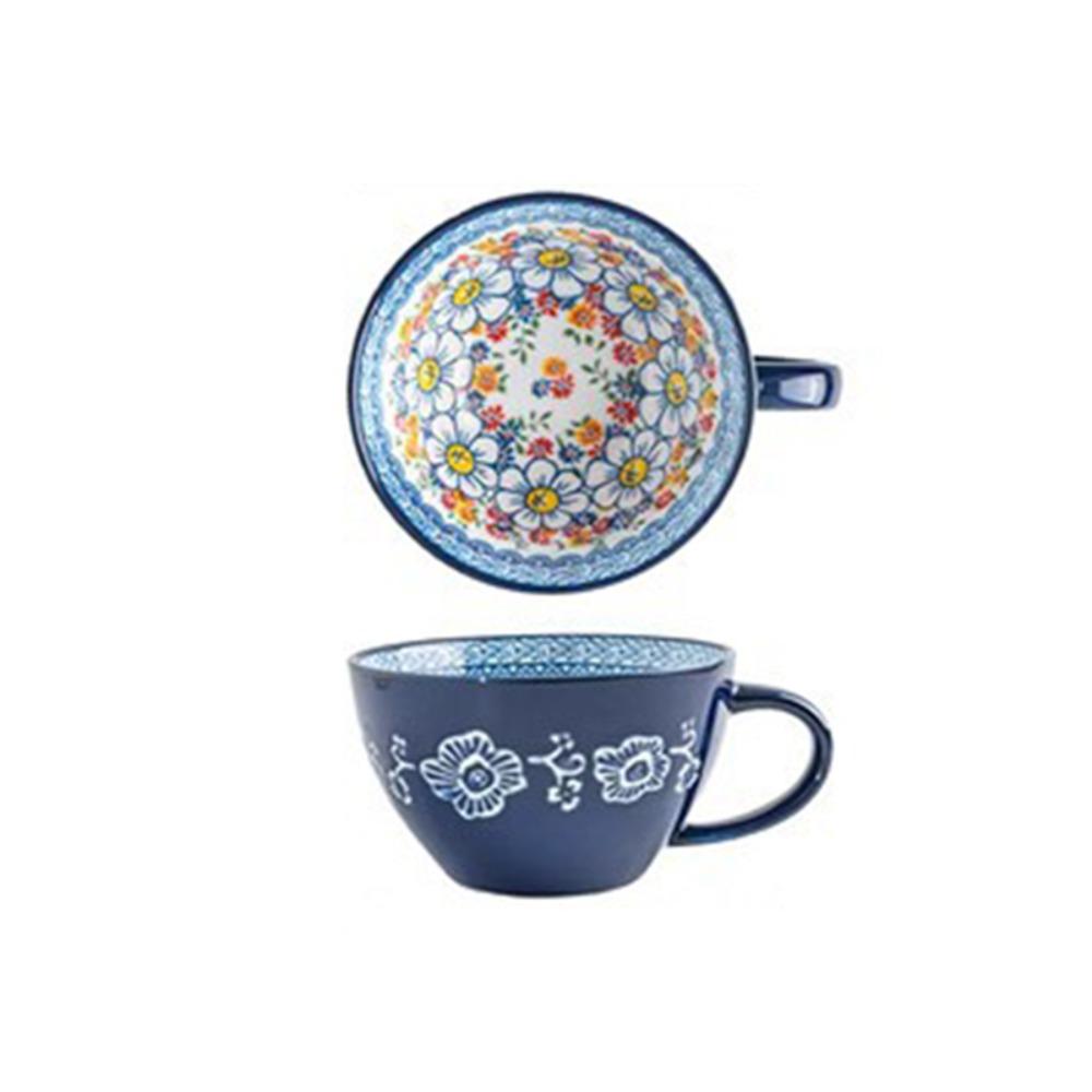 Ceramic Bohemian Breakfast Cup Retro Oatmeal Cup Multifunctional Coffee Mug  Friend Gift