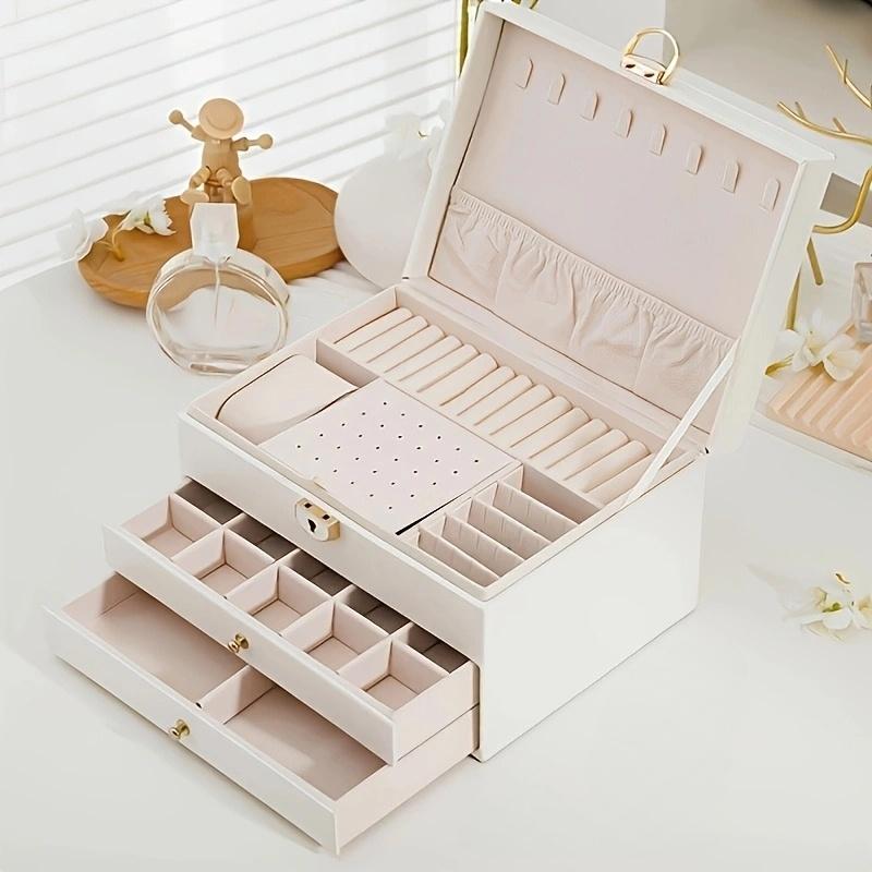 Jewelry Organizer Box, Women Jewelry Box 3 Layers with 2 Drawers, Large Jewelry Organizers Jewelry Boxes Display