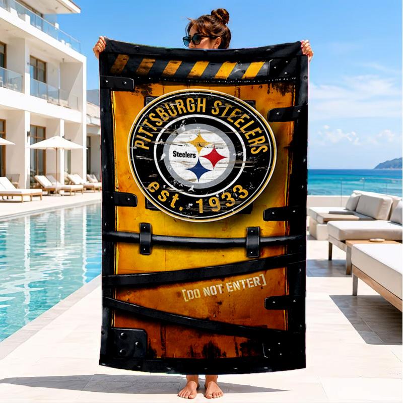 Asciugamano da Spiaggia Logo Pittsburgh Steelers, Asciugatura Rapida, Facile da Curare, Adatto Sia per il Fitness che per le Vacanze al Mare, Essenziale Sportivo