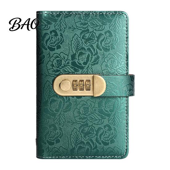 Security Cash Binder A6 Password Lock Budget Organizer, PU Leather And Relief Cover, Savings Tracker 100 Pocket Challenge Booklet for Personal Finance