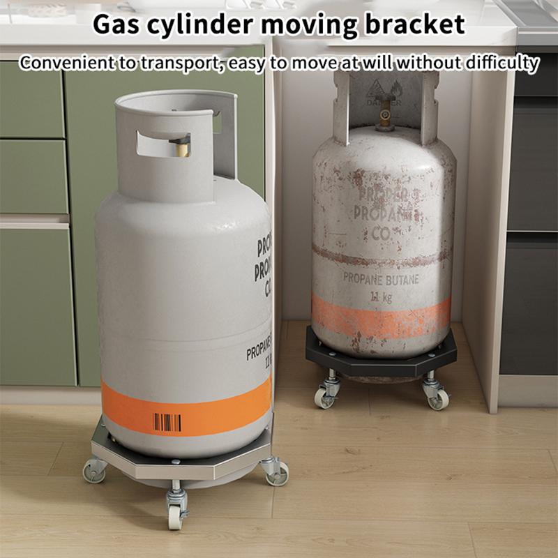 Portable Stainless Steel Gas Cylinder Storage Rack With Casters Kitchen Tray Support Rack