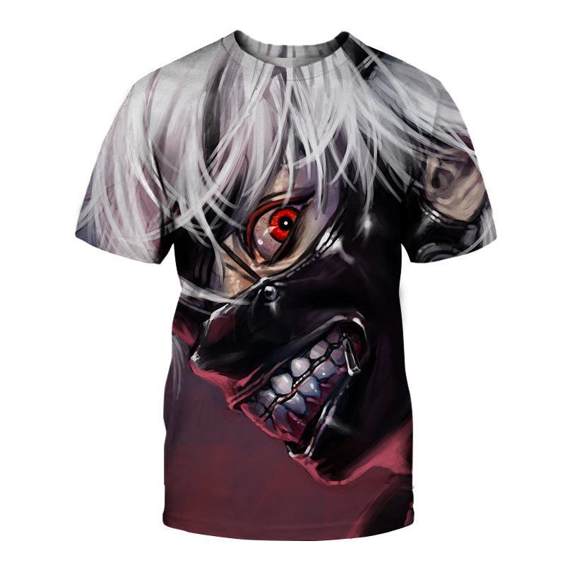 Men's Tokyo Ghost Loose Digital Printed 3D Round Neck Short Sleeved T-shirt
