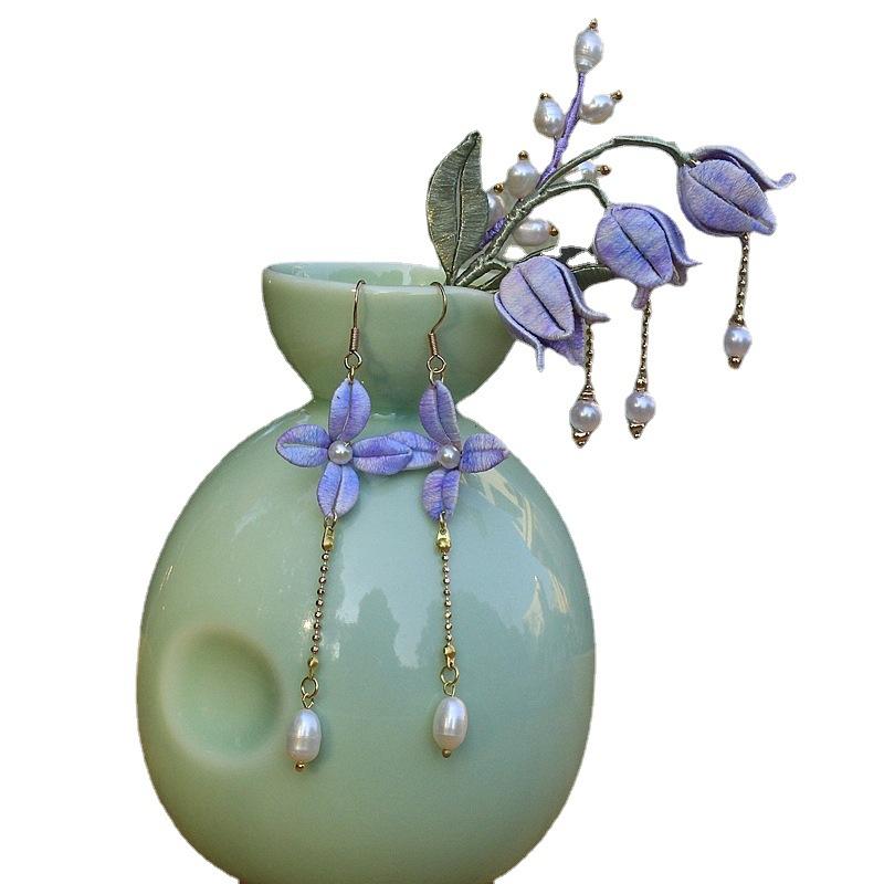 Antique Lily Of The Valley Wrapped Hairpin Finished Hanfu Retro Hair Accessories Hairpin Classical Earrings Set Earrings Accessories