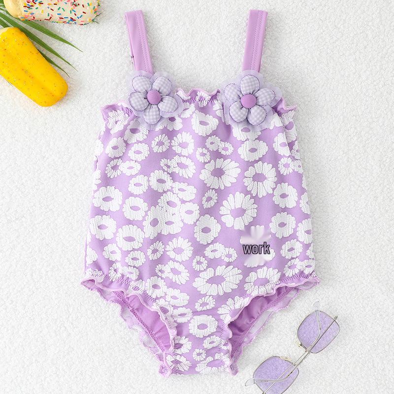 

Летний детский слитный купальник с оборками и эластичными бретелями, 2024 6-12 months фиолетовый