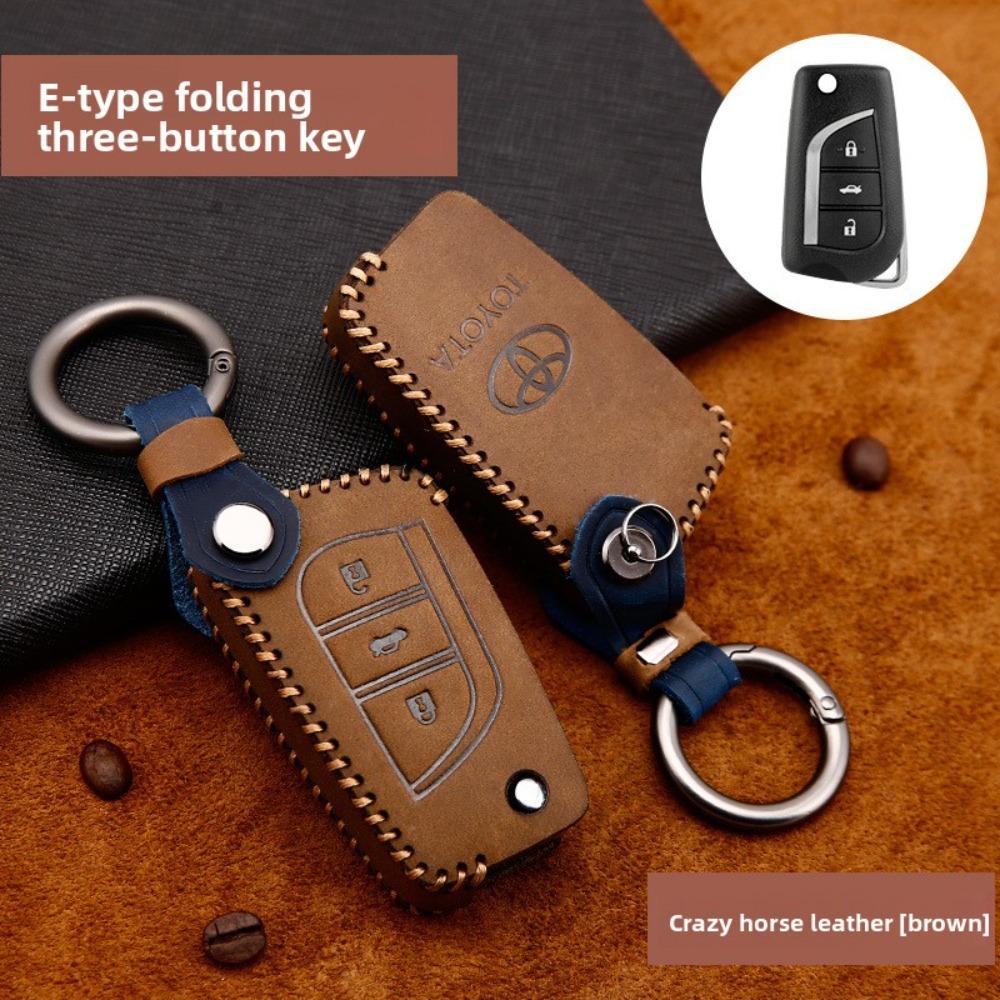 Für Toyota Autoschlüsselhülle Top-Grain Crazy Horse Leder Schlüsselhülle Luxus Schlüsselhülle Premium Schutz