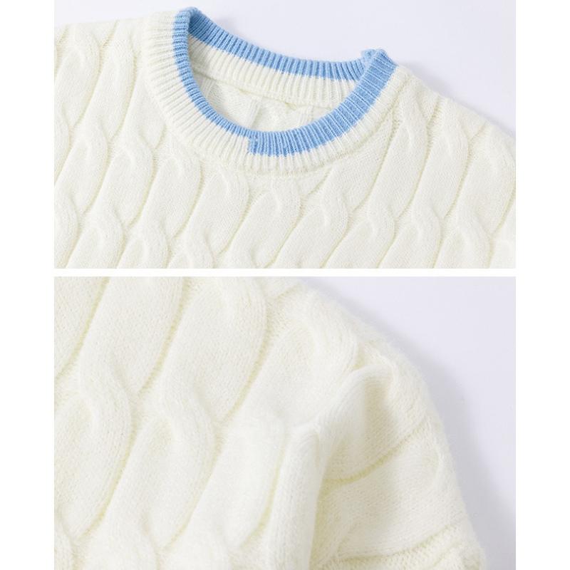 Pullovers Long Sleeves Sweaters Unisex Sweater Round Neck Loose Tide Knit Clashing Stripes Line Clothing Couple Models Round Neck Bottoming Shirt