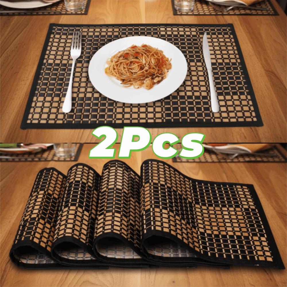 2PCS Heat-Resistant Bamboo Placemat Rectangular Heat-insulating Pad Dining Table Mat Restaurant