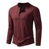 Men Fall Henley Neck Long Sleeve Casual Shirt